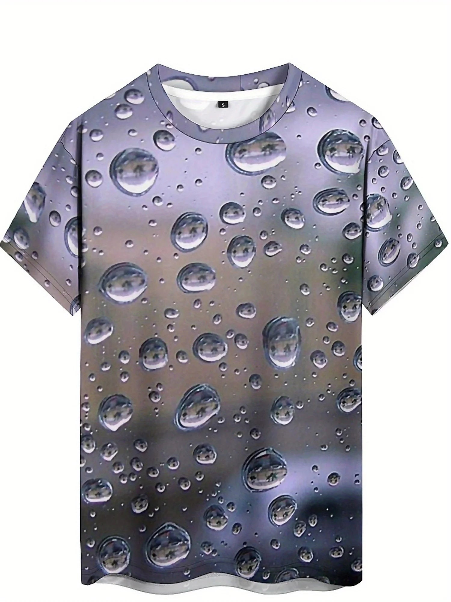 Men's 3D Print Water Drop Geometric Pattern T-Shirt - Hip Hop Streetwear Loose Fit, Soft Breathable Polyester