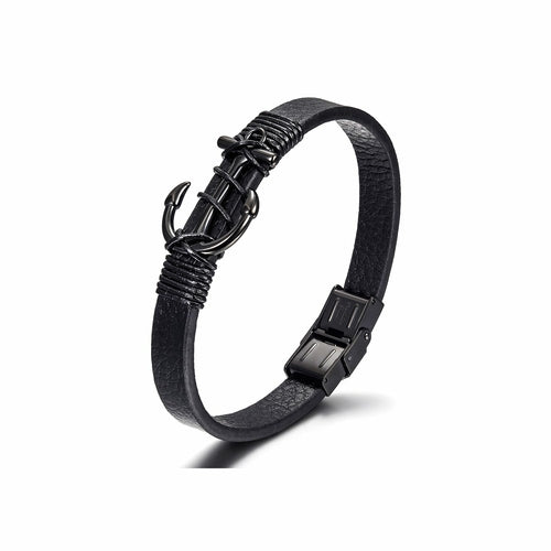 Anchor Warp Leather Bracelet