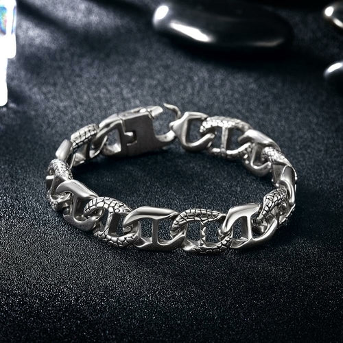 Crocodile Grain Carving Cuban Link Bracelet