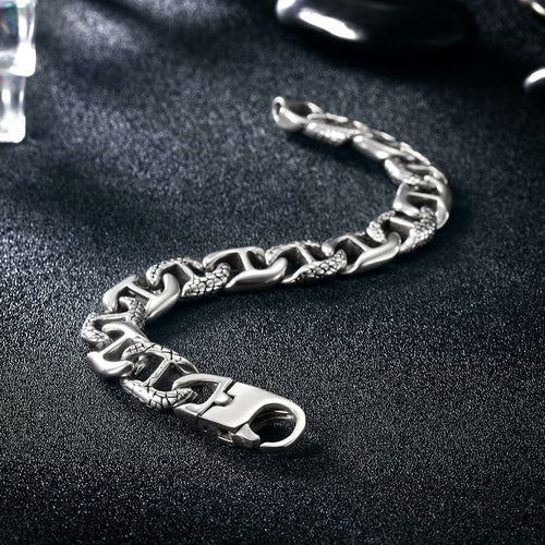 Crocodile Grain Carving Cuban Link Bracelet