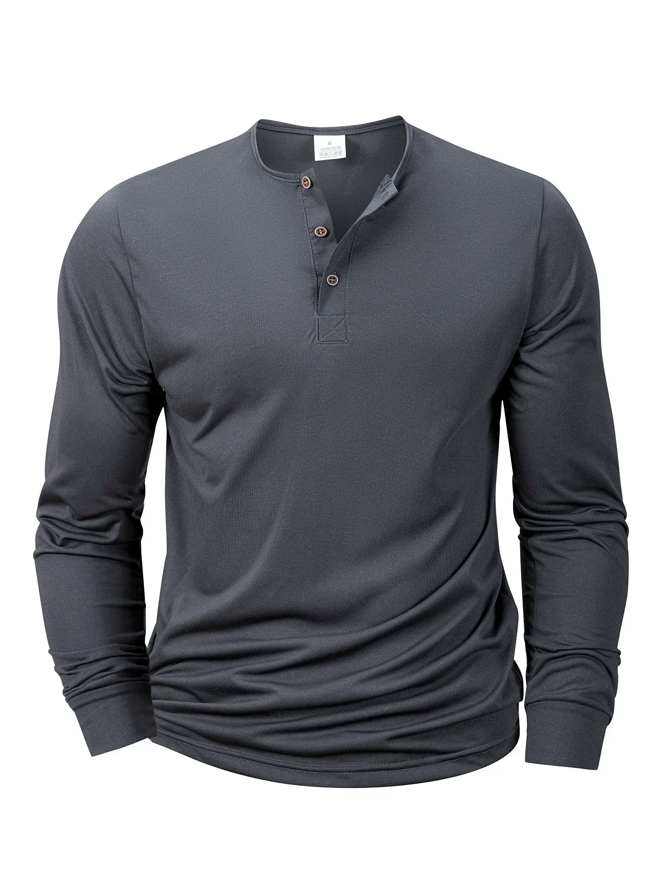 New Men's Henley T-shirts Long Sleeve Basic Casual Band Collar T Shirts Comfortable Soft Pullover Tops Male Tee