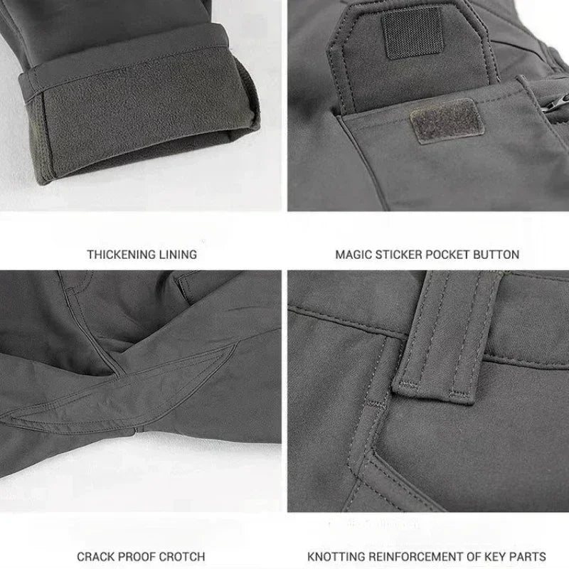 5XL 6XL Winter Outdoor Keep Warm Assault Wear Resistant Multiple Pockets Long Trousers Soft Shell Mountaineering Tactical Pants