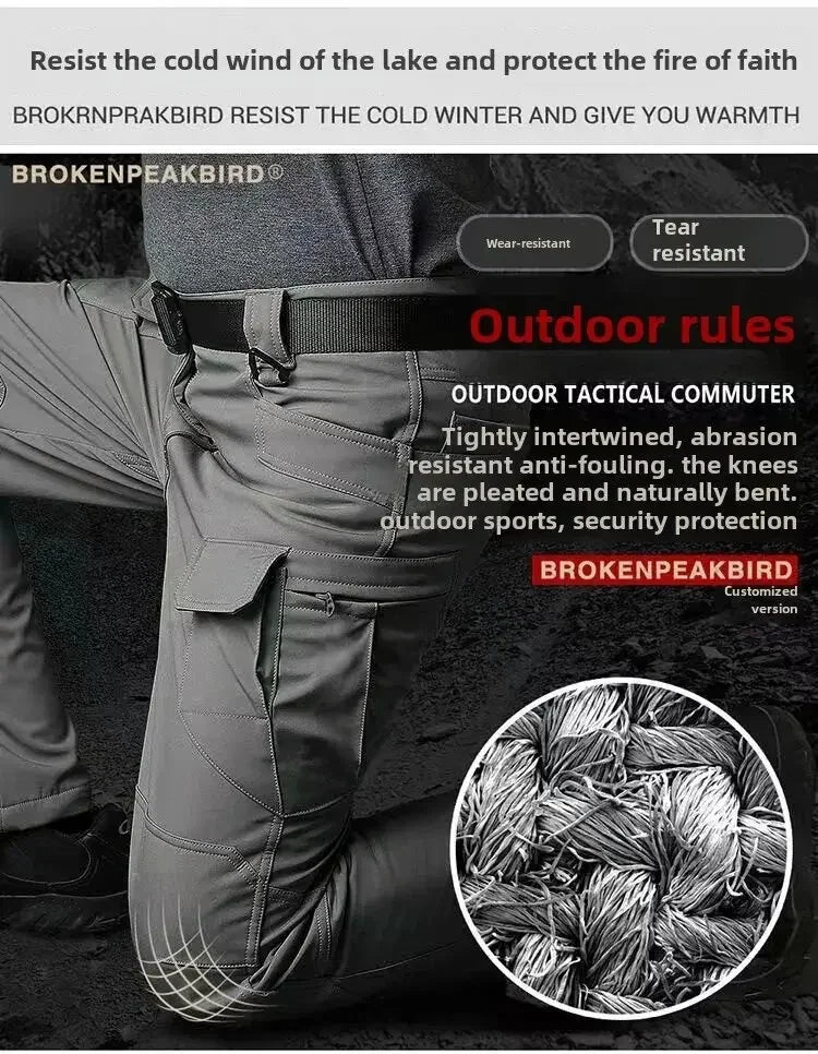 5XL 6XL Winter Outdoor Keep Warm Assault Wear Resistant Multiple Pockets Long Trousers Soft Shell Mountaineering Tactical Pants